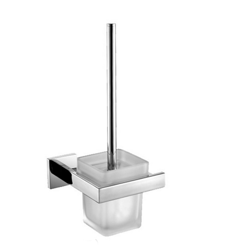 Toilet Brush Holder Set with Base New Design Modern Stainless Steel Wall Mounted Silvery 1pc - Main Image