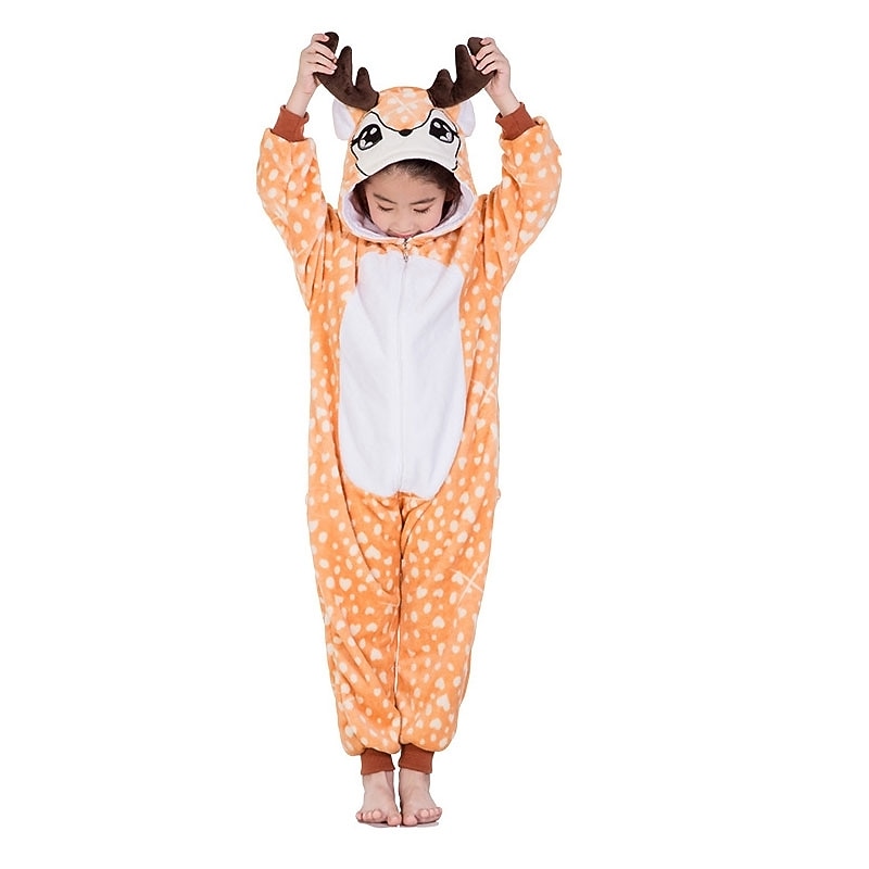 Kid's Reindeer Onesie Costume Carnival Costume Reindeer Onesie Pajamas Kigurumi Pajamas For Boys and Girls Christmas Carnival Children's Day Cartoon