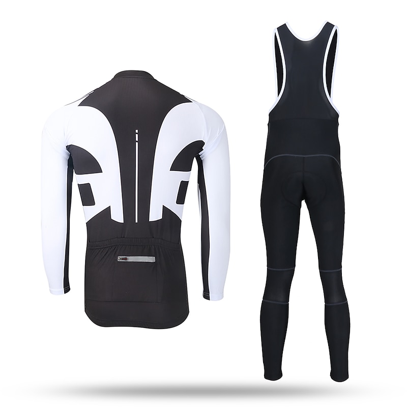 Men's Cycling Jersey with Bib Tights Long Sleeve Mountain Bike MTB Road Bike Cycling Winter Black Yellow Red Bike Pants / Trousers Jersey Bib Tights Thermal Warm Fleece Lining Windproof 3D Pad3