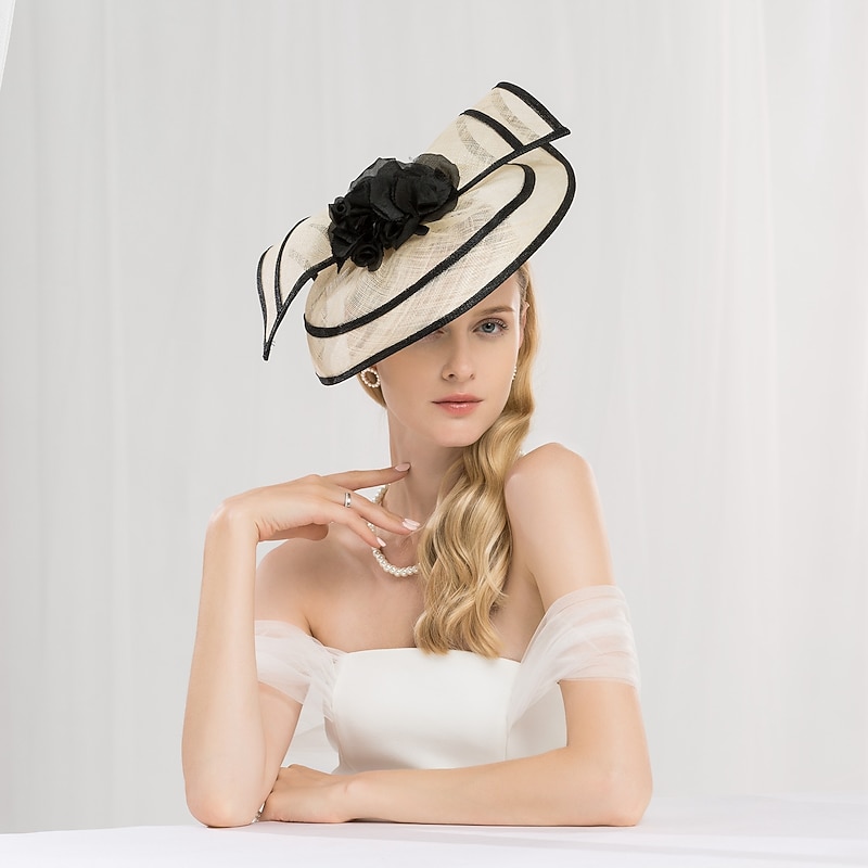 Flax Kentucky Derby Hat / Headbands with Floral 1PC Wedding / Party / Evening / Melbourne Cup Headpiece2