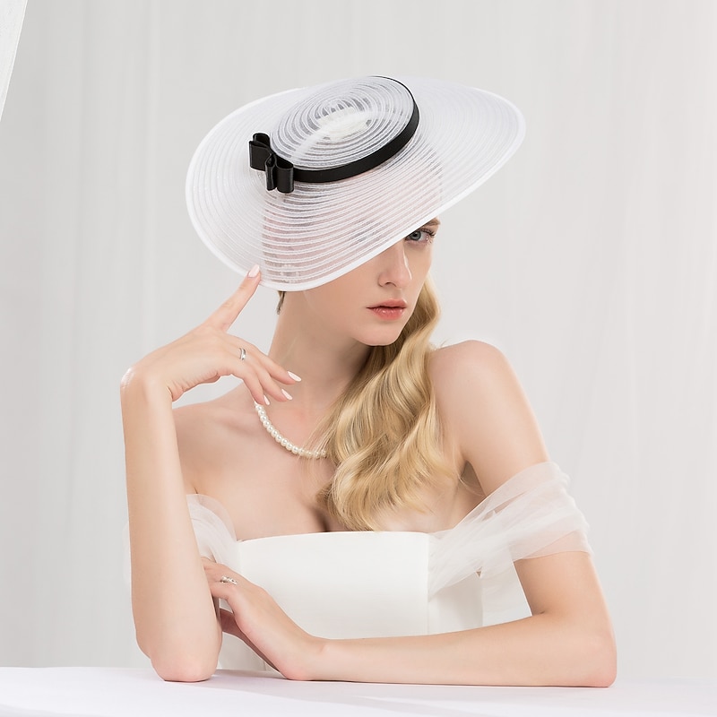 Fascinators Kentucky Derby Hat Hats Tulle Saucer Hat Special Occasion Party / Evening Horse Race Ladies Day Melbourne Cup With Bowknot Headpiece Headwear4