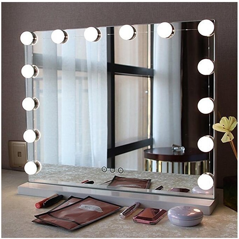 LED Makeup Vanity Lights Stick on Mirror with 10 dimmable Bulbs USB 4.6m 15ft Cable White2