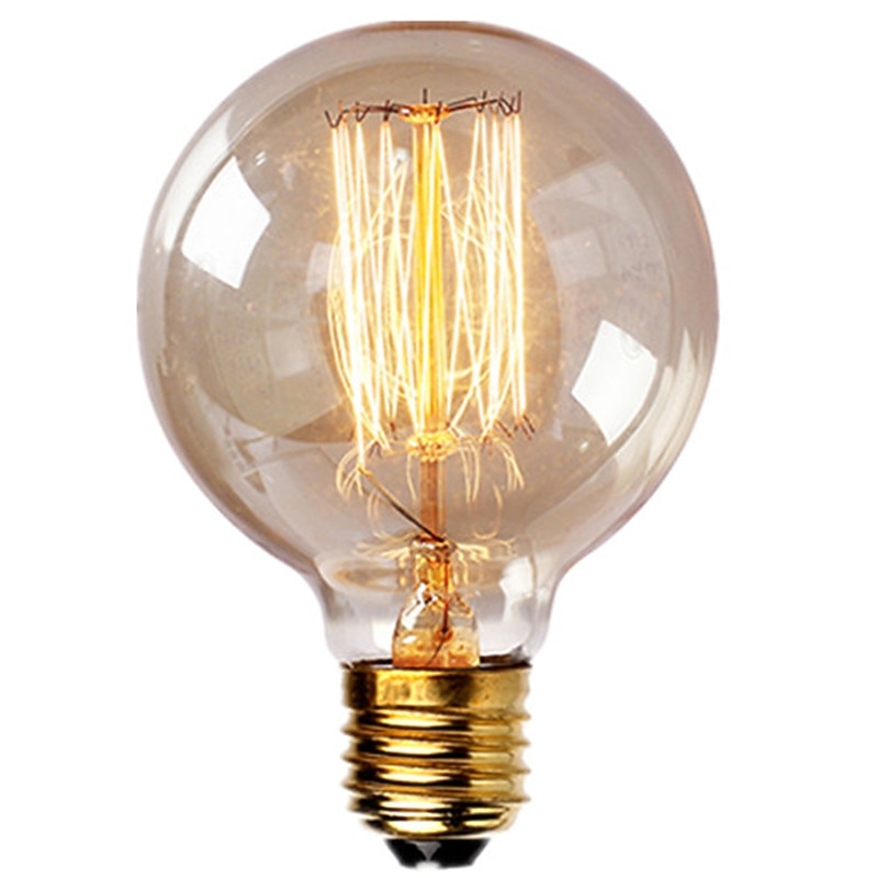 1pc Vintage Edison Bulbs with Spiral Filament 40W Dimmable E27 G95 Round Globe Large Antique Light Golden Finish Industrial Design Amber