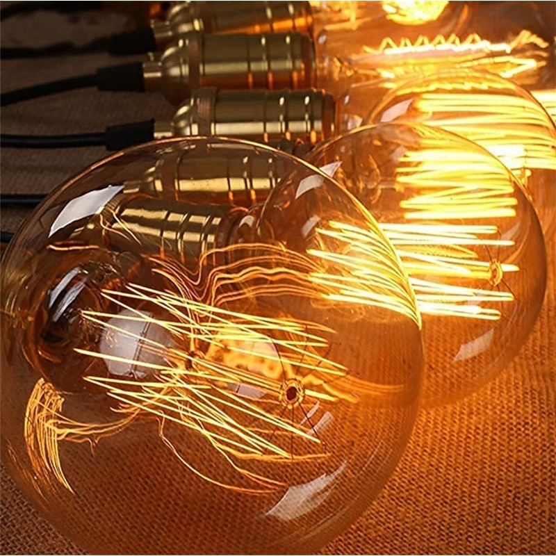 1pc Vintage Edison Bulbs with Spiral Filament 40W Dimmable E27 G95 Round Globe Large Antique Light Golden Finish Industrial Design Amber4