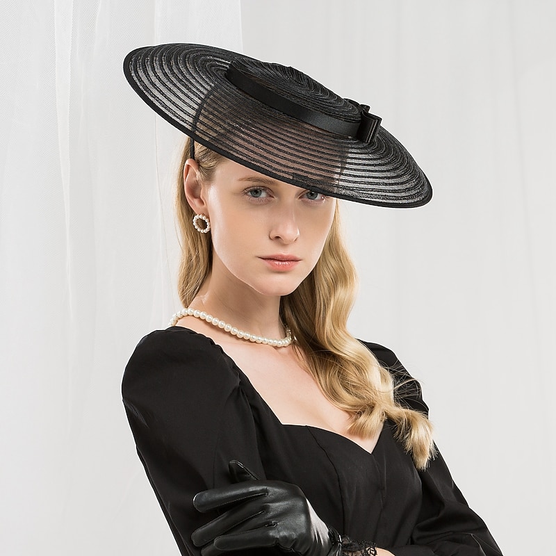 Fascinators Kentucky Derby Hat Hats Tulle Saucer Hat Special Occasion Party / Evening Horse Race Ladies Day Melbourne Cup With Bowknot Headpiece Headwear2