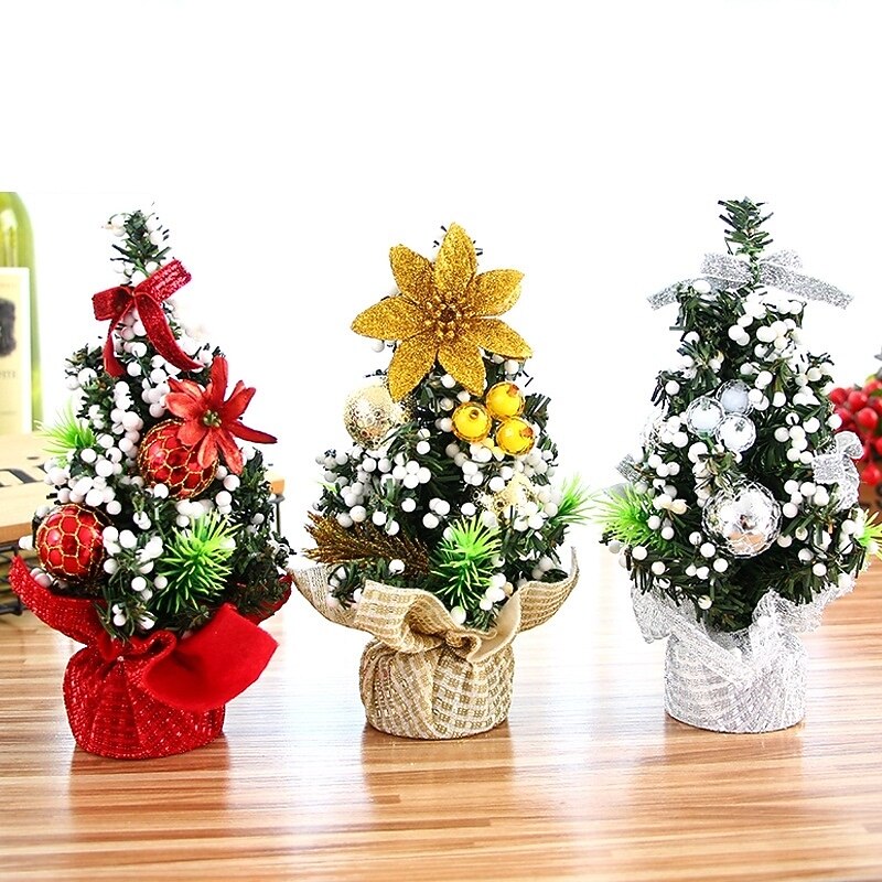 20cm Mini Christmas Tree Xmas Artificial Tabletop Decorations Festival Miniature Tree Christmas Gift Christmas Decor