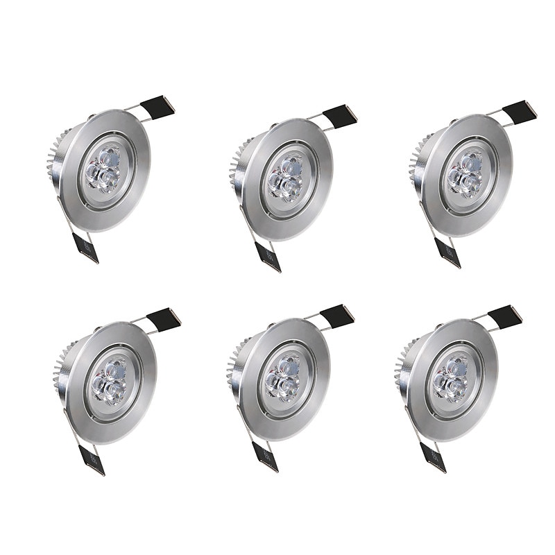 6pcs 3 W 300 lm 3 LED Beads Easy Install Recessed LED Recessed Lights Warm White Cold White 85-265 V Commercial Home / Office Living Room / Dining Room / RoHS / CE Certified