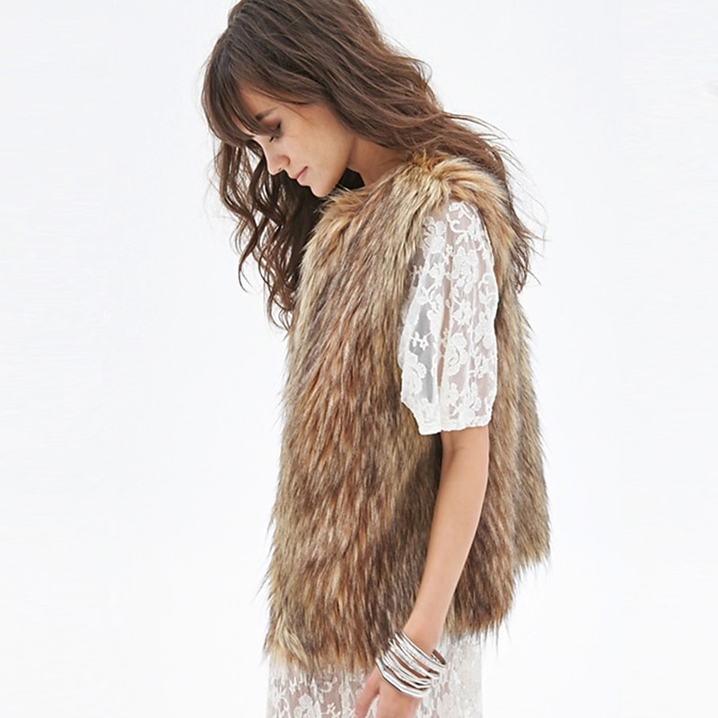 Sleeveless Vests Faux Fur Fall Wedding / Party / Evening Women's Wrap With Solid3