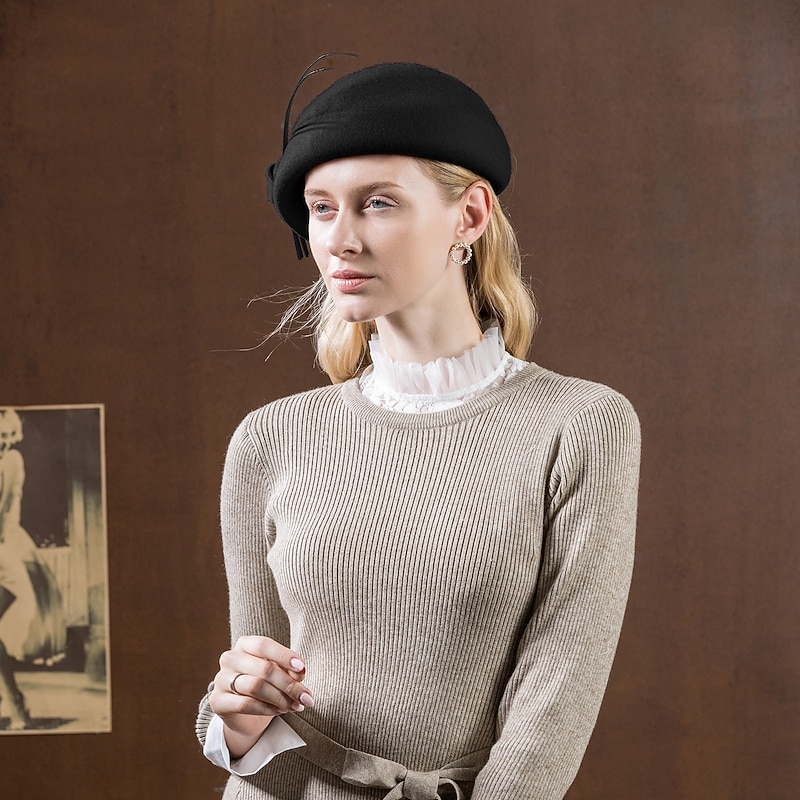 100% Wool Kentucky Derby Hat / Hats with Bowknot 1pc Casual / Daily Wear Headpiece2