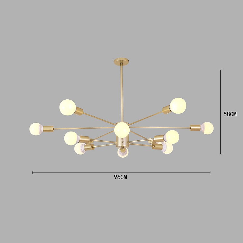 12 Heads 96cm LED Chandelier Pendant Light Nordic Gold Sputnik Modern Living Dining Room Bedroom Metal Painted Finishes 110-120V 220-240V4
