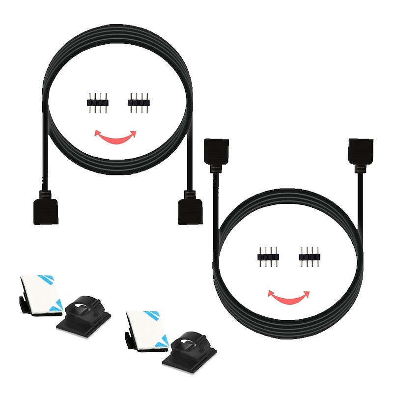 2pcs 100 cm SMD 5050 / SMD 2835 / 3528 SMD Strip Light Accessory / LED Strip Extension Line Electrical Cable Plastic & Metal for RGB LED Strip Light