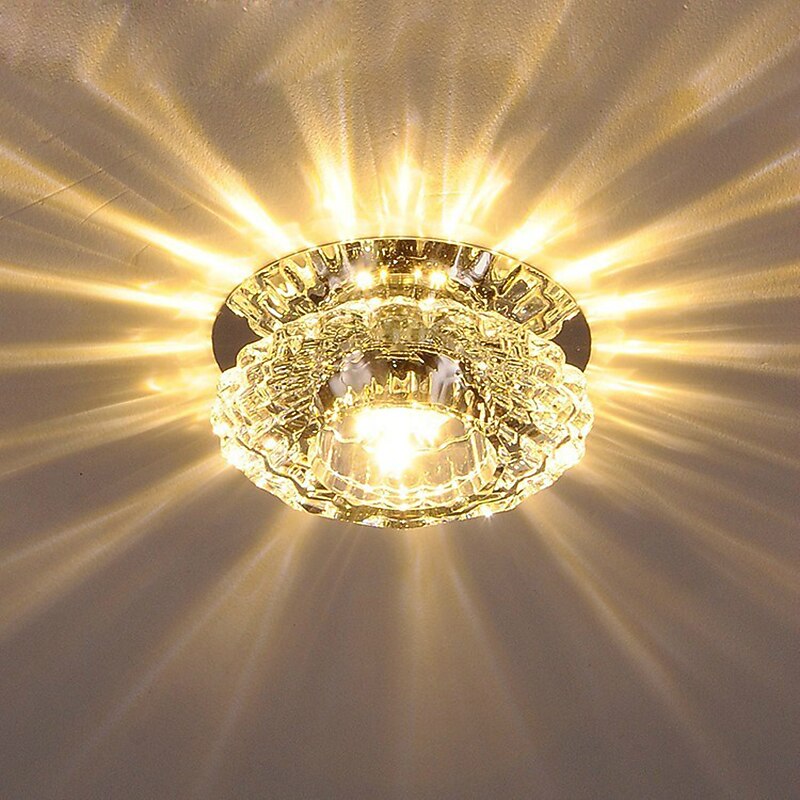 1-Light 10 cm LED Crystal Ceiling Light Unique Design Flush Mount Lights Electroplated Modern Luxury Style  Crystal Porch Light Corridor Lamp Aisle Light AC110-240V 3W2