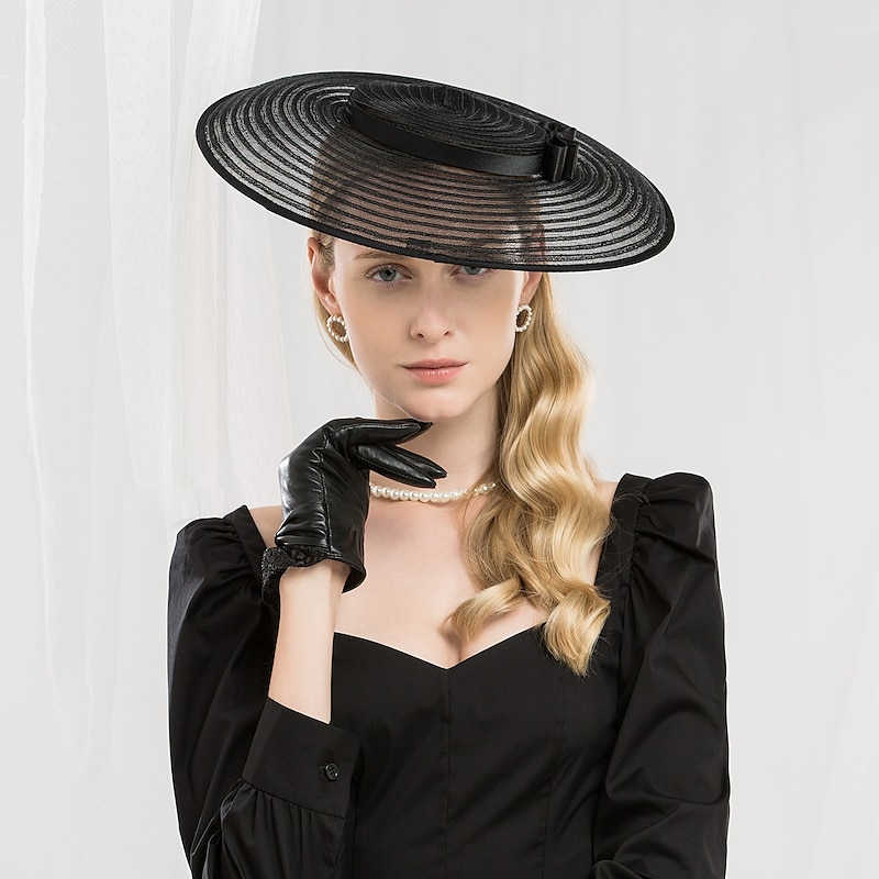 Fascinators Kentucky Derby Hat Hats Tulle Saucer Hat Special Occasion Party / Evening Horse Race Ladies Day Melbourne Cup With Bowknot Headpiece Headw