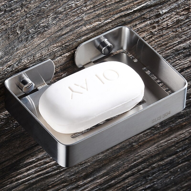 Soap Dishes with Holders Rectangle Hollow Contemporary Stainless Steel Wall Mounted Sliver 1pc4