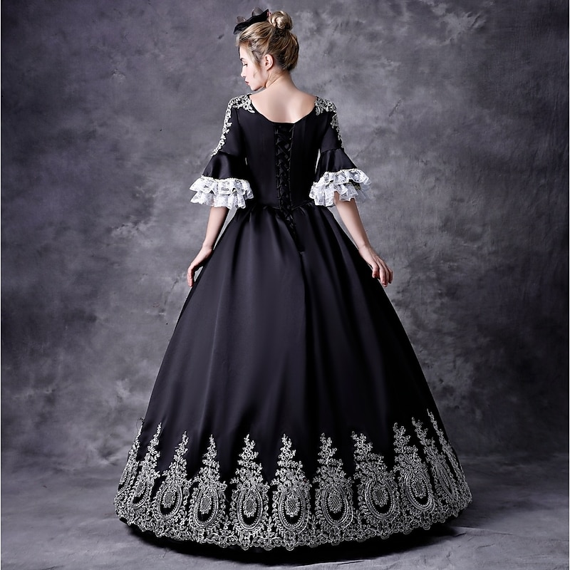 Rococo Victorian Medieval Dress Masquerade Prom Dress Plus Size Normal Customized Puff Balloon Sleeve Lace Halloween Ball Gown Fancy Dress Women's Party Prom Carnival of Venice Dress4