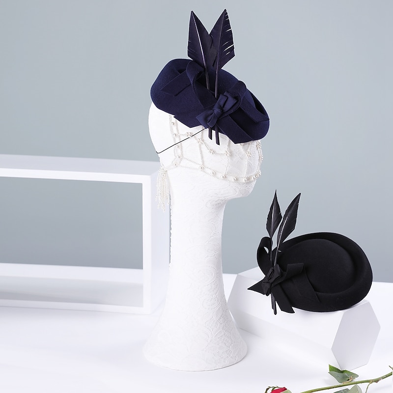 100% Wool Kentucky Derby Hat / Hats with Feather / Bowknot 1pc Casual / Daily Wear Headpiece