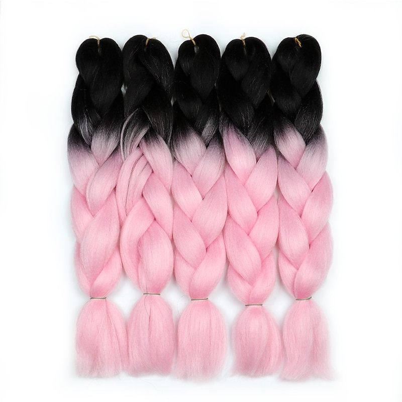 Crochet Hair Braids Jumbo Box Braids Pink Synthetic Hair 24 inch Braiding Hair 5 Pieces2