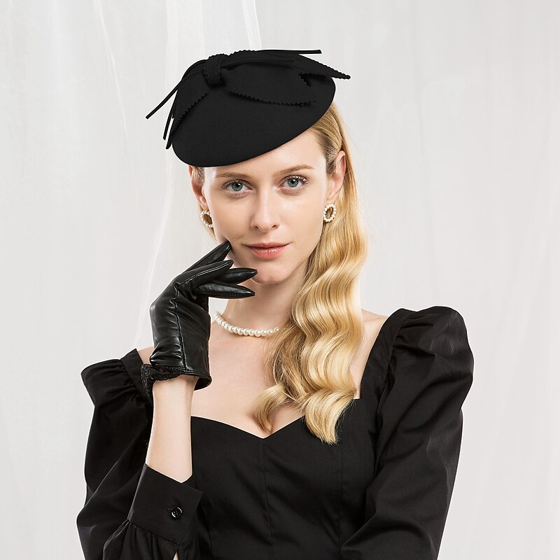 100% Wool Kentucky Derby Hat / Hats with Bowknot / Solid 1pc Casual / Daily Wear Headpiece