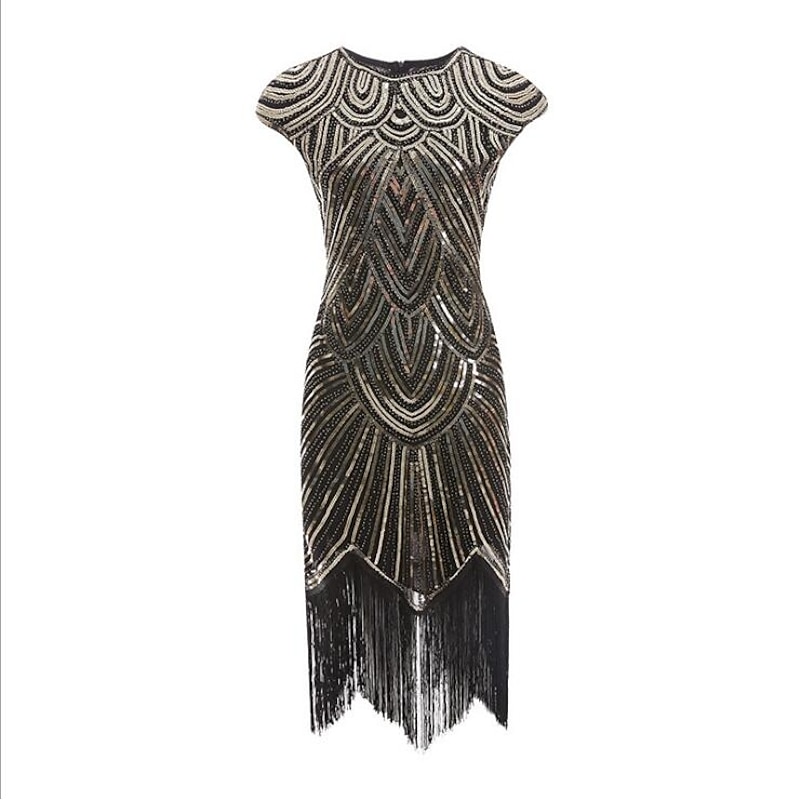 Roaring 20s 1920s Cocktail Dress Flapper Dress Dress Prom Dress The Great Gatsby Charleston Sequins Patchwork Fancy Dress Women's Wedding Party Wedding Guest Dress Homecoming Dresses2