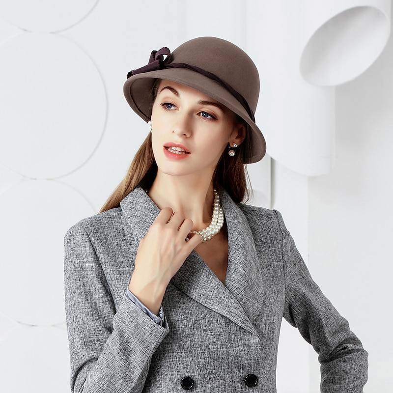 Wool Hats with Floral 1PC Wedding / Party / Evening / Melbourne Cup Headpiece2