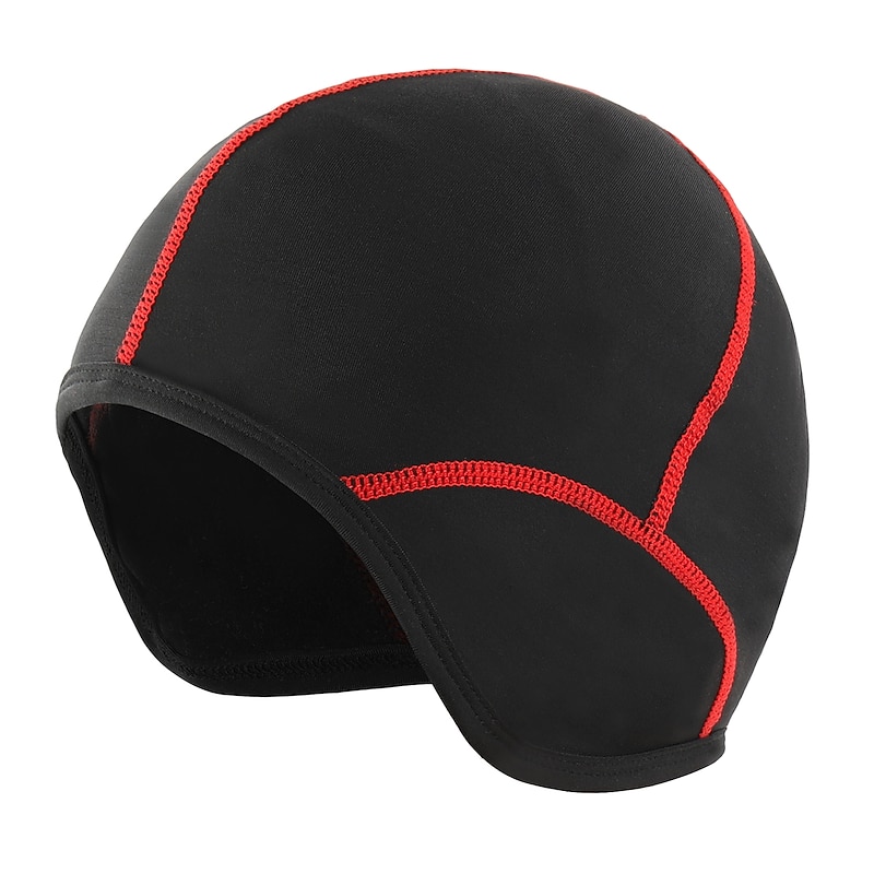 Arsuxeo Helmet Liner Skull Caps Skull Cap Beanie Helmet Liner Solid Color Thermal Warm Reflective Fleece Lining Antistatic High Elasticity Bike / Cycling Black / Red Black Fleece Elastane Polyester4