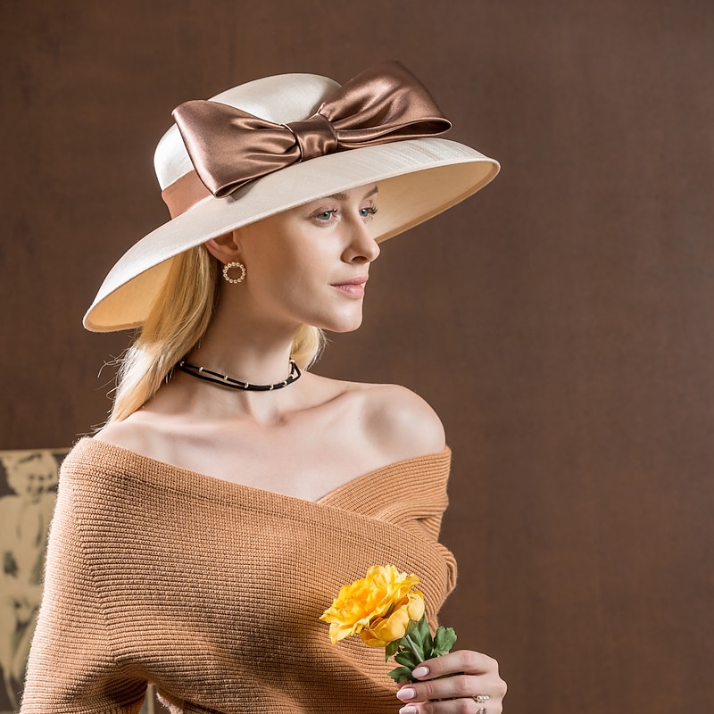 Hats Headwear Plain Twill Bowler / Cloche Hat Sun Hat Wedding Valentine's Day Kentucky Derby Horse Race Melbourne Cup Glam Elegant & Luxurious Romantic With Butterfly Splicing Headpiece Headwear2