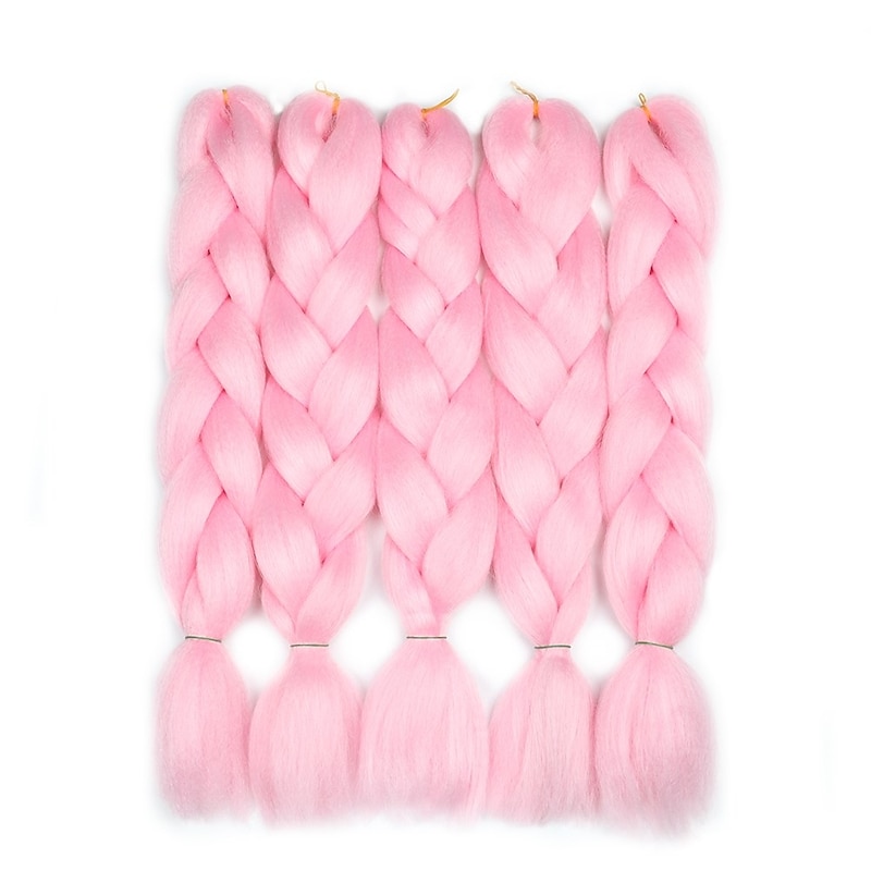 Crochet Hair Braids Jumbo Box Braids Pink Synthetic Hair 24 inch Braiding Hair 5 Pieces4