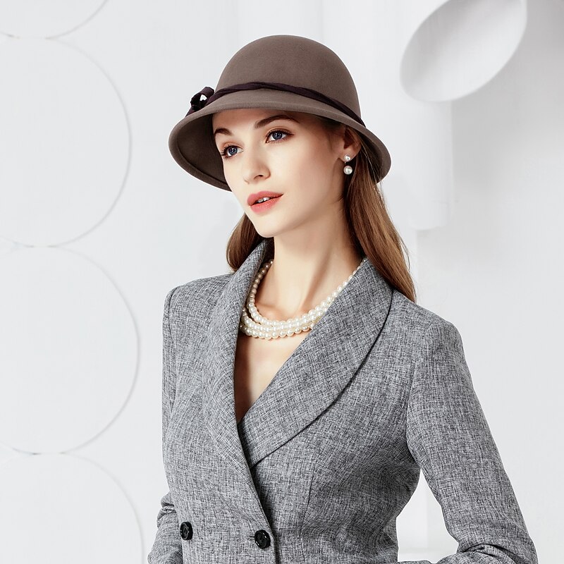 Wool Hats with Floral 1PC Wedding / Party / Evening / Melbourne Cup Headpiece3