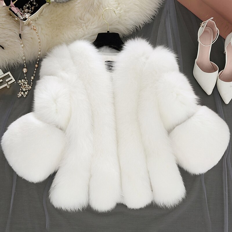 Long Sleeve Coats / Jackets Faux Fur Fall Wedding / Party / Evening Women's Wrap With Solid3