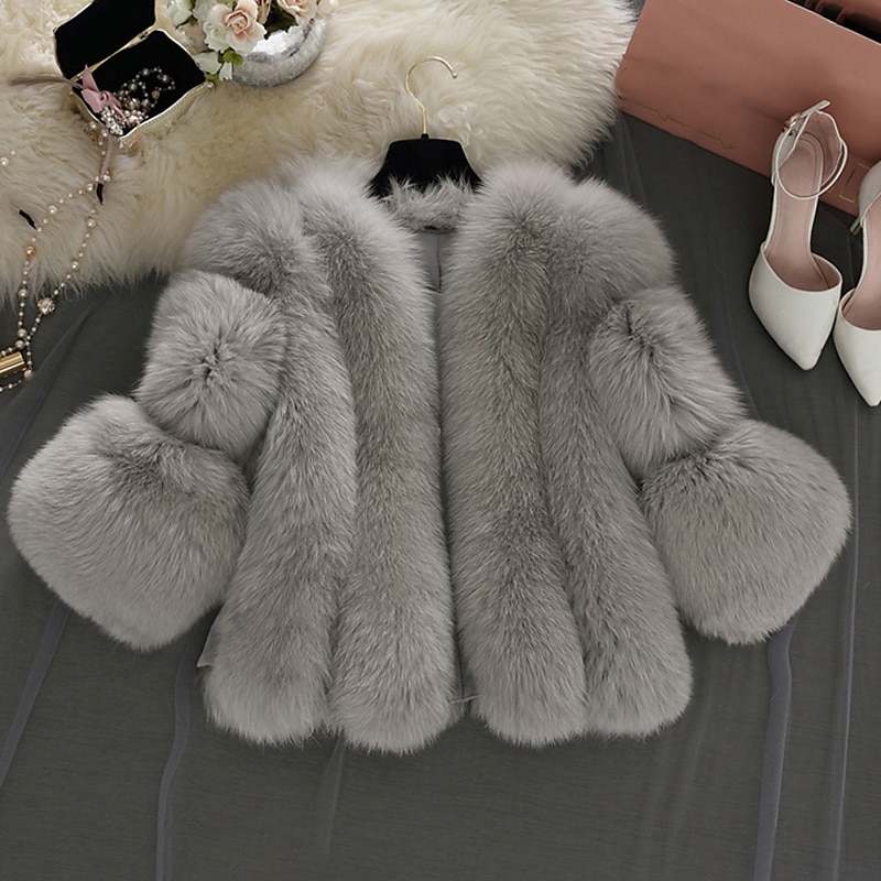 Long Sleeve Coats / Jackets Faux Fur Fall Wedding / Party / Evening Women's Wrap With Solid