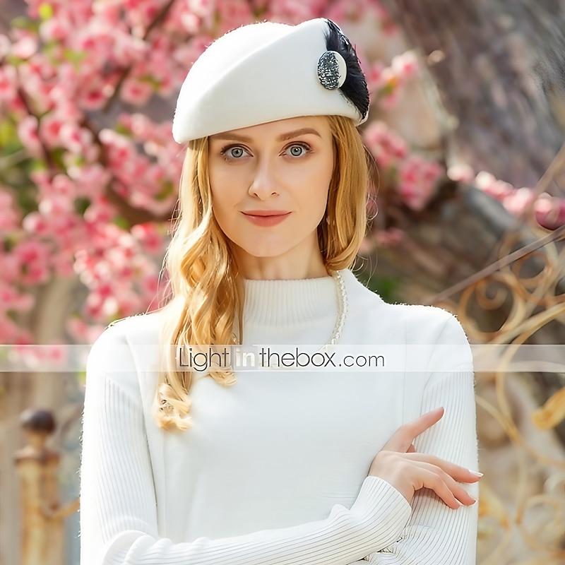 100% Wool Kentucky Derby Hat / Hats with Feather 1PC Casual / Daily Wear / Tea Party Headpiece