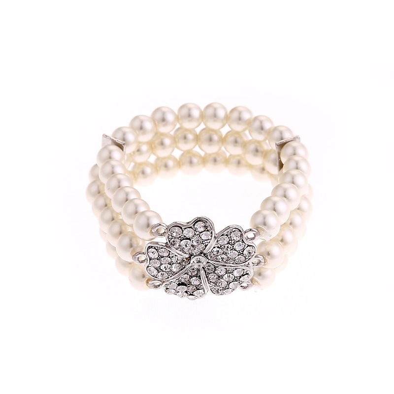 1920s Flapper Imitation Pearl Bracelet Great Gatsby Elastic Pearl Bracelet Roaring 20s Elegant Accessories Jewelry For Cocktail Party2