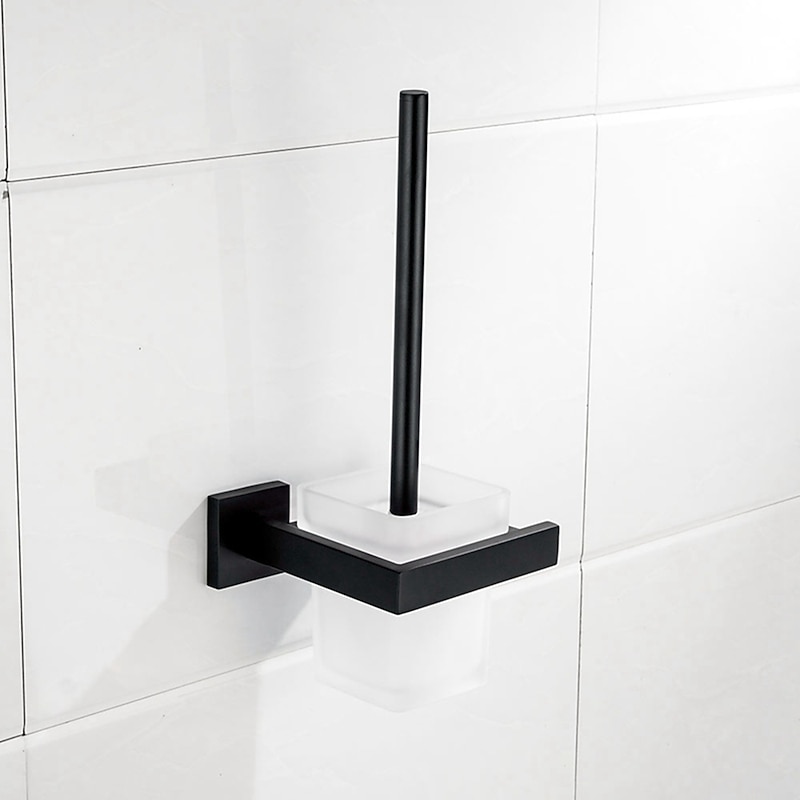 Toilet Brush with Holder, Stainless Steel Wall Mounted Rubber Painted Toilet Bowl Brush and Holder for Bathroom2