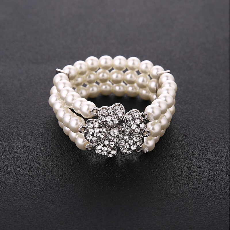 1920s Flapper Imitation Pearl Bracelet Great Gatsby Elastic Pearl Bracelet Roaring 20s Elegant Accessories Jewelry For Cocktail Party3