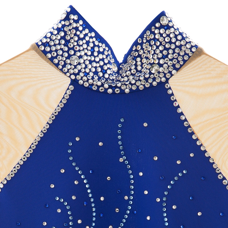 Figure Skating Dress Women's Girls' Ice Skating Dress Dark red Black White Patchwork Mesh Spandex High Elasticity Practice Professional Competition Skating Wear Handmade Jeweled Rhinestone Sleeveless4