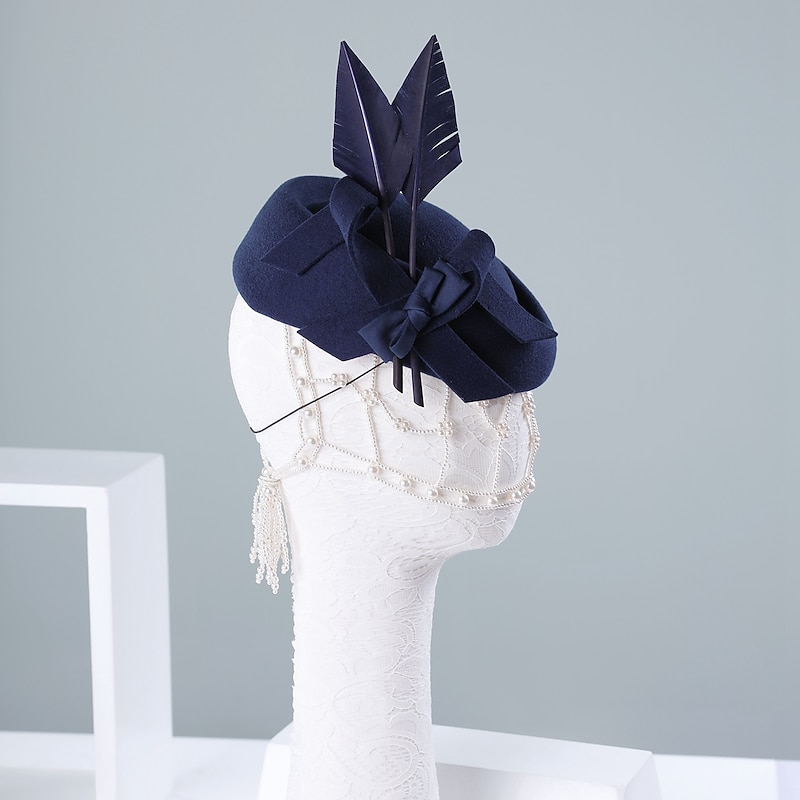 100% Wool Kentucky Derby Hat / Hats with Feather / Bowknot 1pc Casual / Daily Wear Headpiece4