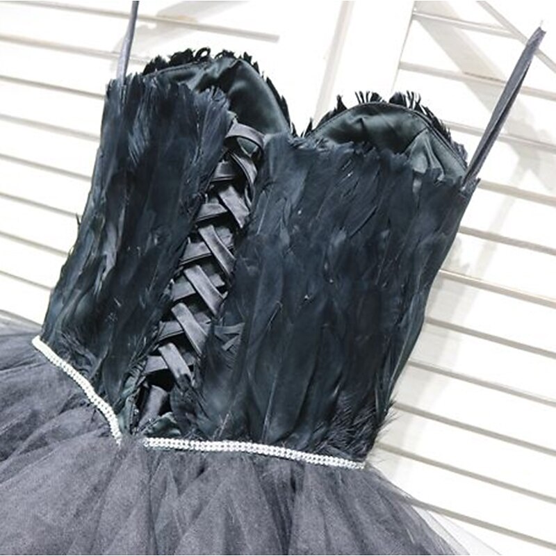 Elegant Black Dress Cocktail Dress Dress Masquerade Prom Dress Black Swan Feathers Fancy Dress Women's Homecoming Adults' Dress4