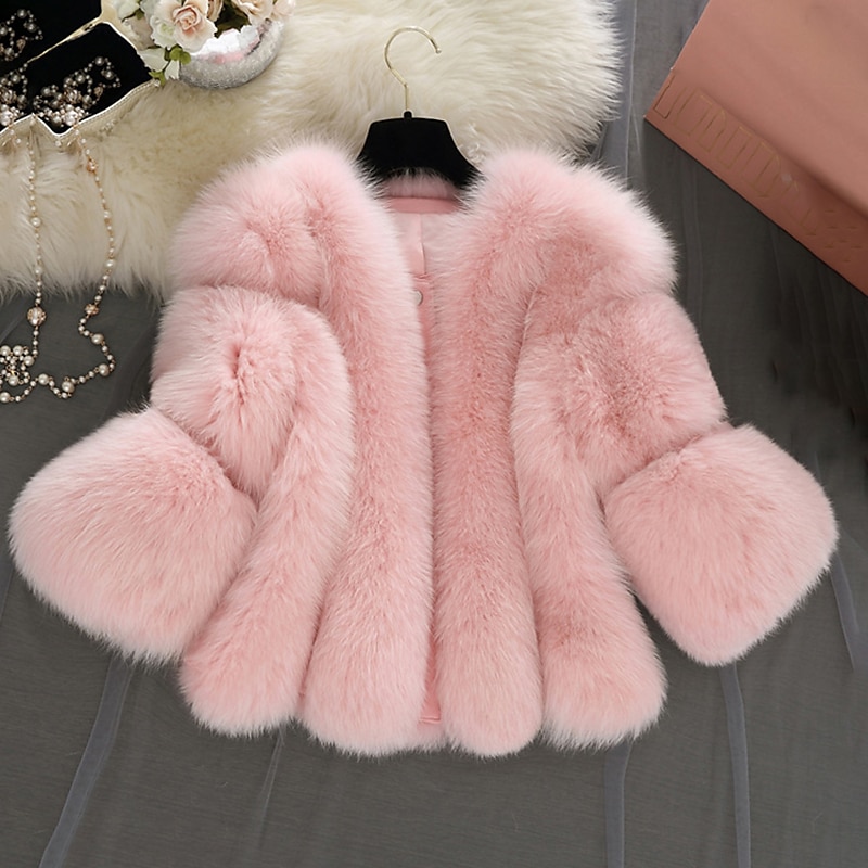 Long Sleeve Coats / Jackets Faux Fur Fall Wedding / Party / Evening Women's Wrap With Solid2