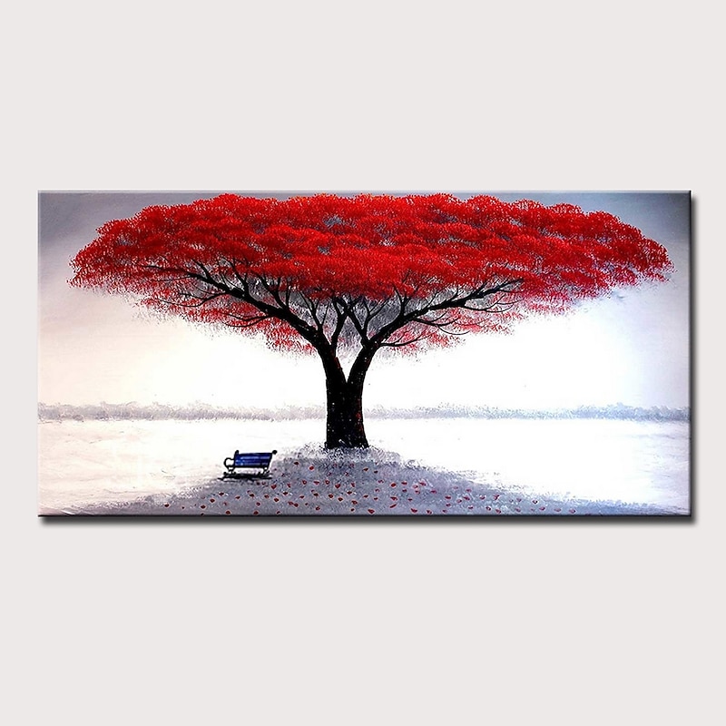 Oil Painting Hand Painted Horizontal Landscape Floral / Botanical Modern Rolled Canvas (No Frame)3