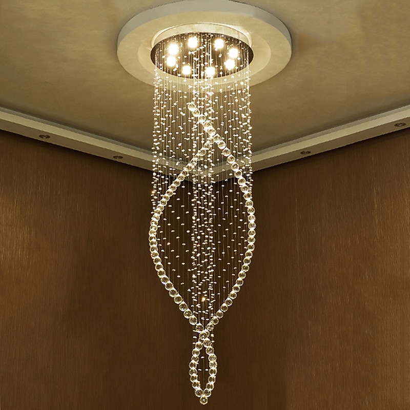 8-Light 60 cm Line Design Modern Pendant Light Crystal Bulb Included Designers Chandelier Metal Electroplated Chic Modern Living Room（Bulb not included ）2