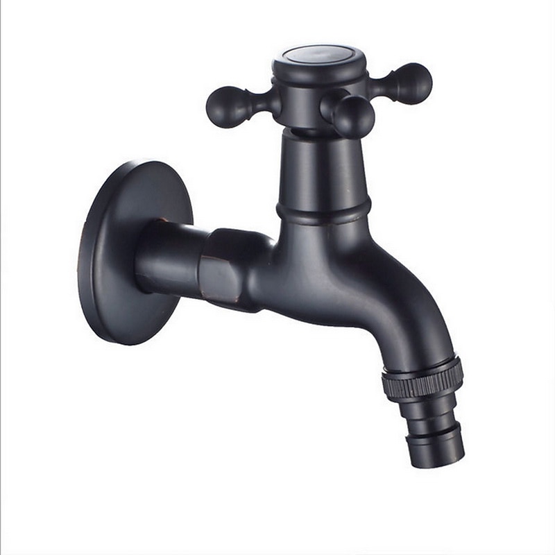 Outdoor Faucet,Industrial Style Single Handle Indoor/Outdoor Faucet, Black Wall Installation One Hole Standard Spout,/Vintage Style Brass COD Bathroom Sink Faucet with Cold Water Only2