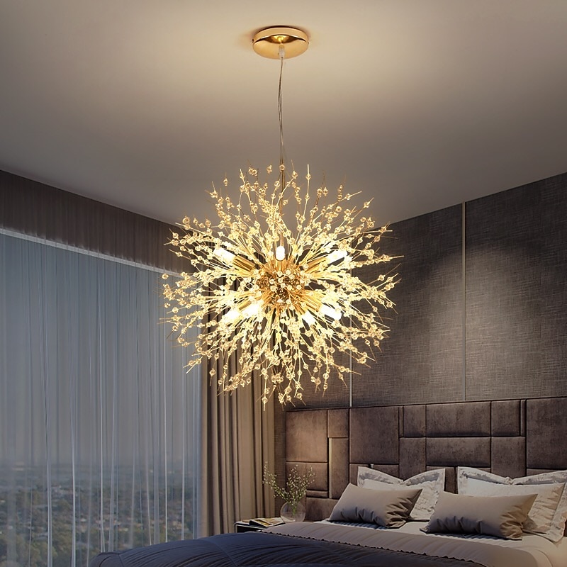 9-Light 50 cm Crystal / Eye Protection Pendant Light Metal Sputnik Electroplated Modern Contemporary 110-120V / 220-240V