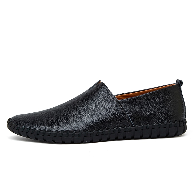 Men's Leather Slip-On Loafers, Casual Driving Shoes with Hand-Stitched Sole - Comfortable and Versatile Footwear for Everyday Wear2