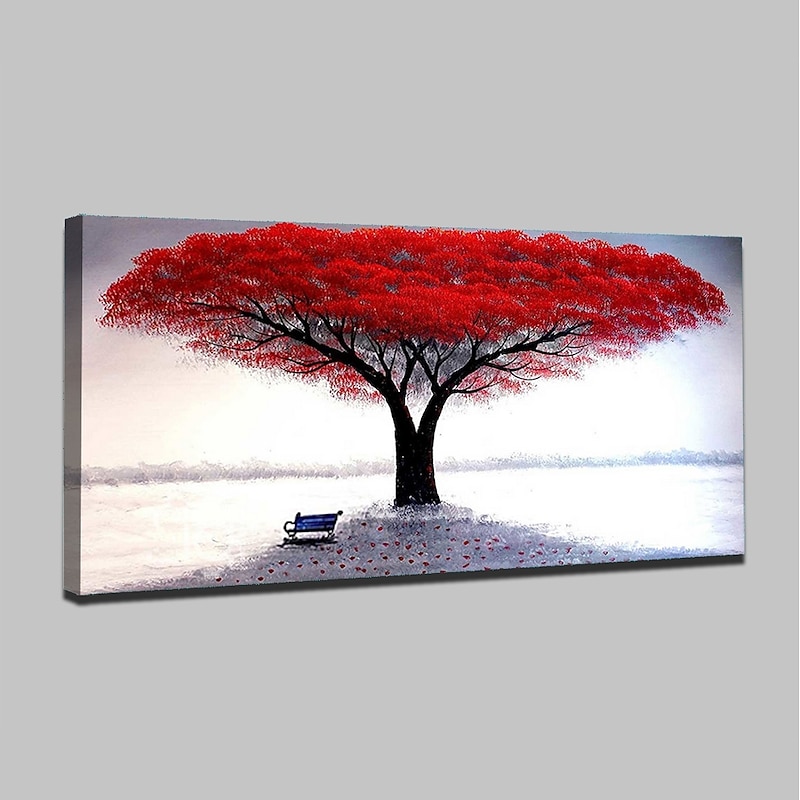 Oil Painting Hand Painted Horizontal Landscape Floral / Botanical Modern Rolled Canvas (No Frame)4