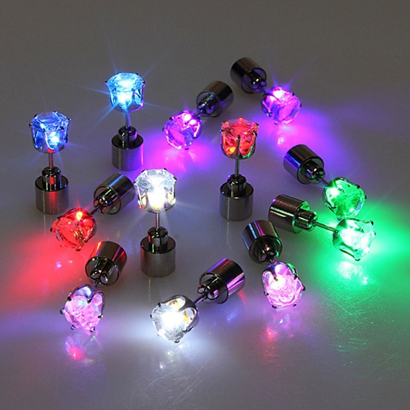 2PCS LED Earring Light Up Crown Glowing Crystal Stainless Ear Drop Ear Stud Earring Jewelry2