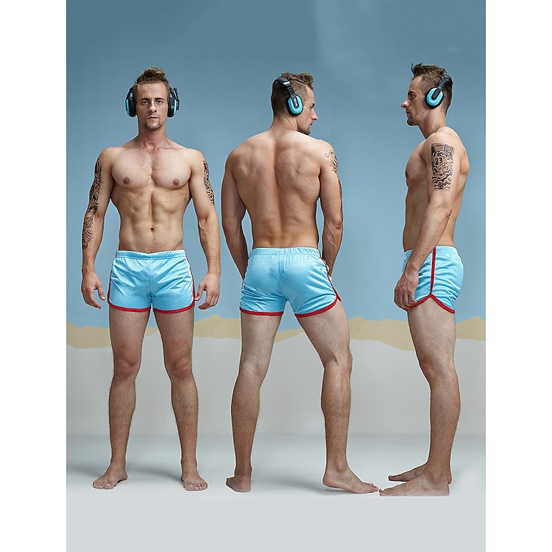 Men's Athletic Shorts Running Shorts Gym Shorts Mesh Shorts Mesh Elastic Waist Color Block Breathable Quick Dry Short Sports Fitness Running Sports Sporty Pink / pink Wine red / Winered Low Waist2