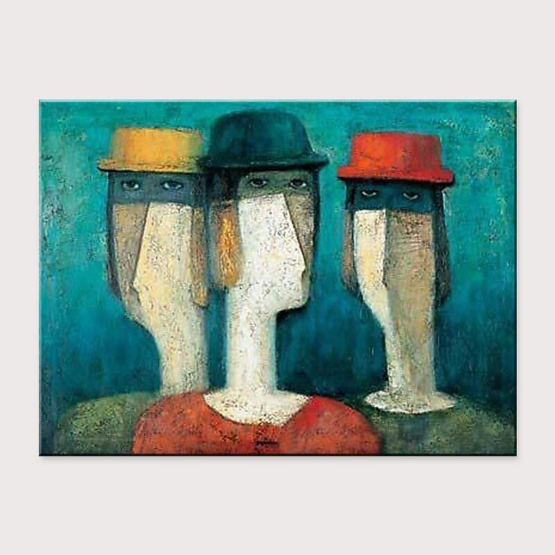 Oil Painting Hand Painted Horizontal Abstract People Modern Rolled Canvas (No Frame)2
