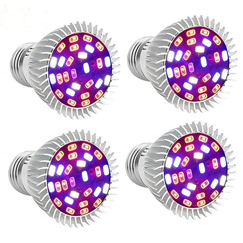 4pcs Full Spectrum Led Grow light Bulb E26 E27 GU10 E14 28leds Grow Plant Light for Hydroponics Greenhouse Organic Indoor Plants AC85-265V