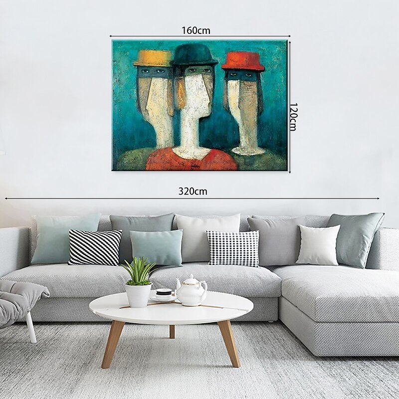Oil Painting Hand Painted Horizontal Abstract People Modern Rolled Canvas (No Frame)3