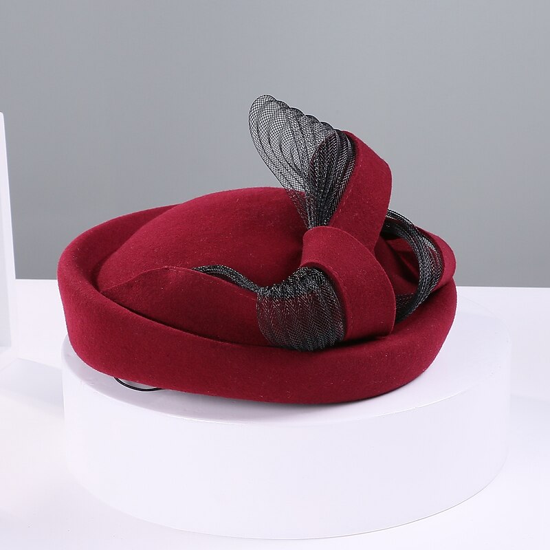 100% Wool Kentucky Derby Hat / Headwear with Bowknot 1pc Casual / Daily Wear Headpiece2